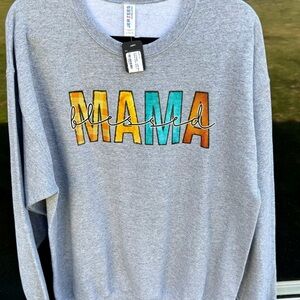 Jerzees Gray Sweatshirt with Multicolor Block Letters
